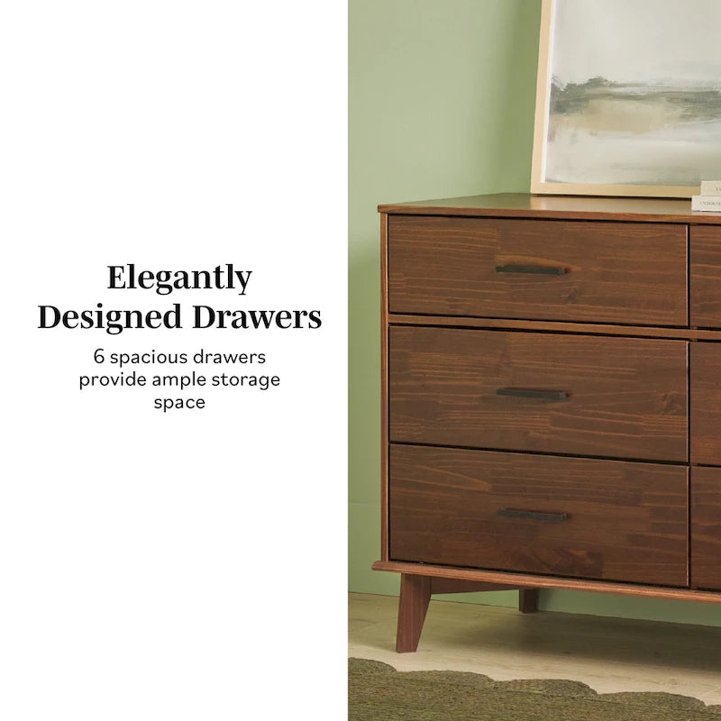 Middlebrook Modern Solid Wood 6-Drawer Dresser with Metal Handles