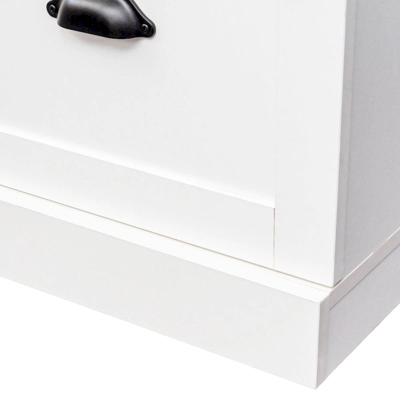 Farmhouse Hall Tree with Wood Grain Bench, Hooks and Bottom Cabinets