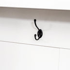 Farmhouse Hall Tree with Wood Grain Bench, Hooks and Bottom Cabinets