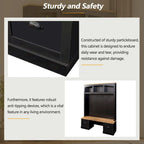 Farmhouse Hall Tree with Wood Grain Bench, Hooks and Bottom Cabinets