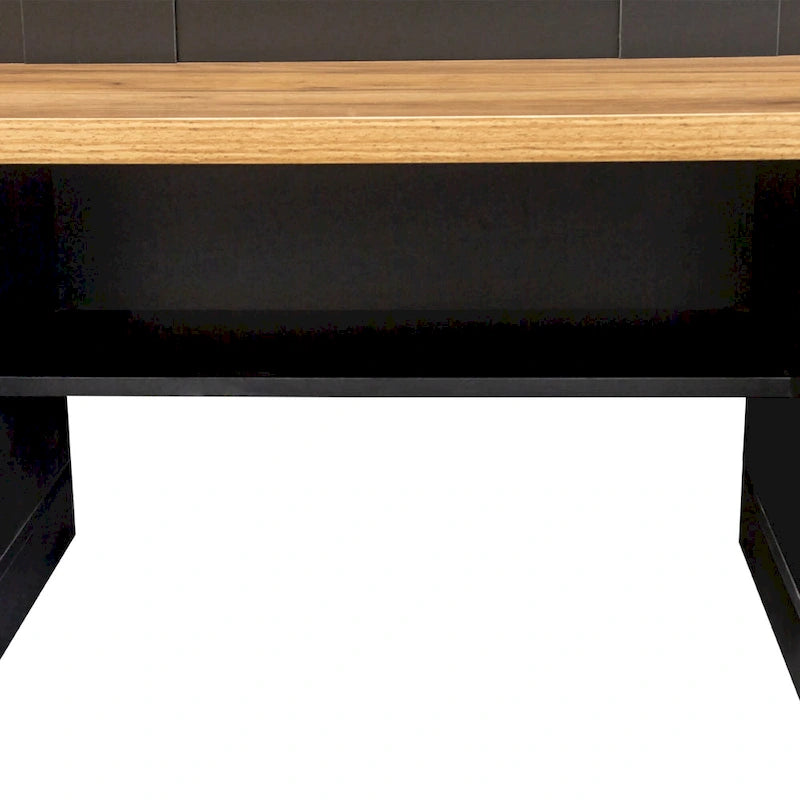 Farmhouse Hall Tree with Wood Grain Bench, Hooks and Bottom Cabinets