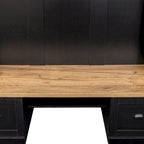 Farmhouse Hall Tree with Wood Grain Bench, Hooks and Bottom Cabinets