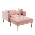 Pink 62.2 Upholstered Chaise Lounge Chair with Iron Legs