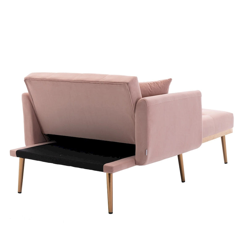 Pink 62.2 Upholstered Chaise Lounge Chair with Iron Legs