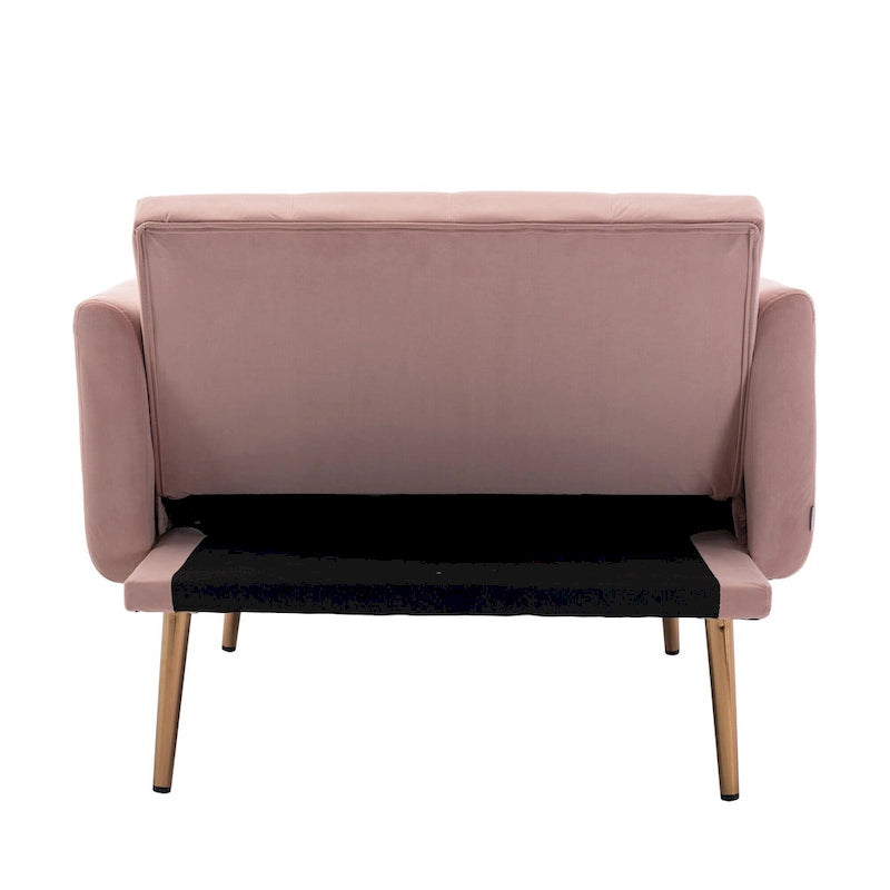 Pink 62.2 Upholstered Chaise Lounge Chair with Iron Legs