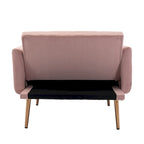 Pink 62.2 Upholstered Chaise Lounge Chair with Iron Legs