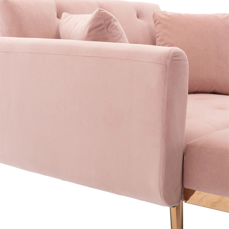Pink 62.2 Upholstered Chaise Lounge Chair with Iron Legs