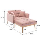 Pink 62.2 Upholstered Chaise Lounge Chair with Iron Legs