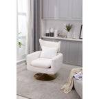 White 29.9 Upholstered 360 Swivel Accent Chair with Iron Base
