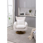 White 29.9 Upholstered 360 Swivel Accent Chair with Iron Base