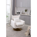 White 29.9 Upholstered 360 Swivel Accent Chair with Iron Base