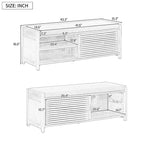 Distressed Shutter Storage Bench with Acacia Veneer for Retro Charm for Living Room, Entryway
