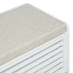 Distressed Shutter Storage Bench with Acacia Veneer for Retro Charm for Living Room, Entryway