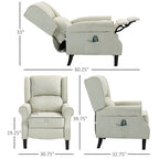Massage Linen Recliner Chair with Heat,Footrest and Side Pocket