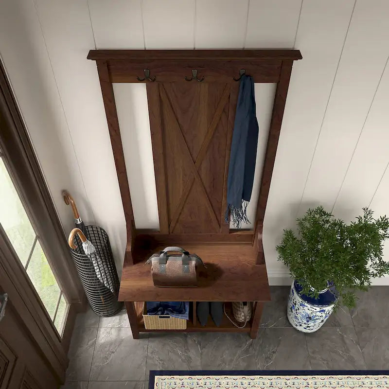 Key West Hall Tree with Shoe Storage Bench by Bush Furniture