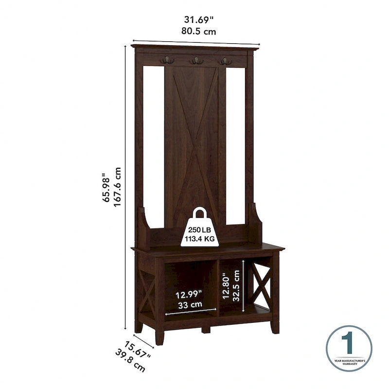 Key West Hall Tree with Shoe Storage Bench by Bush Furniture