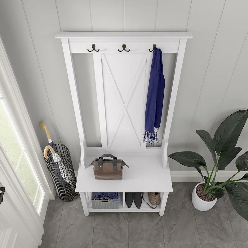 Key West Hall Tree with Shoe Storage Bench by Bush Furniture