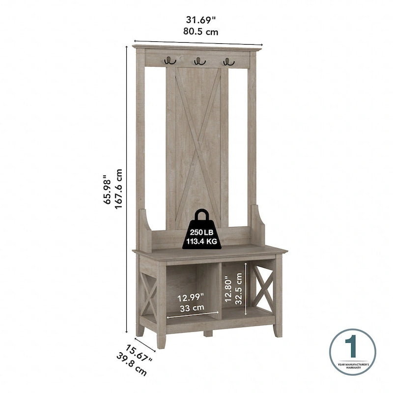 Key West Hall Tree with Shoe Storage Bench by Bush Furniture