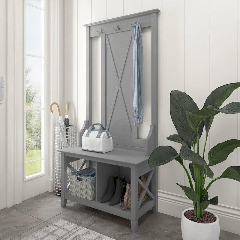 Key West Hall Tree with Shoe Storage Bench by Bush Furniture