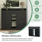 Modern Tipping Bucket Shoe Cabinet with 4 Flip Drawers, Multifunctional 2-Tier Shoe Storage Organizer with Drawers