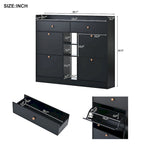 Modern Tipping Bucket Shoe Cabinet with 4 Flip Drawers, Multifunctional 2-Tier Shoe Storage Organizer with Drawers