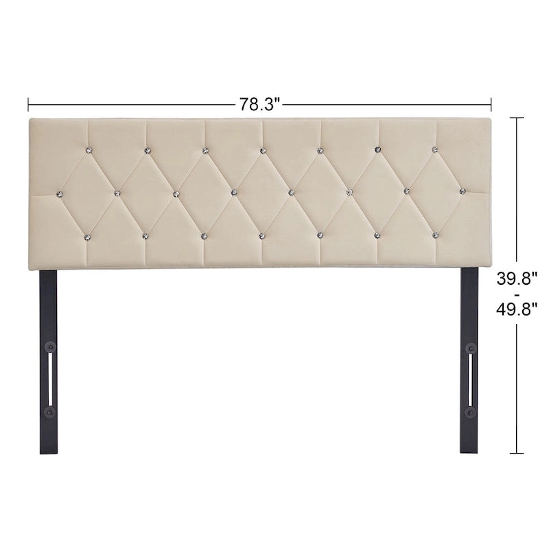 Upholstered Headboard, Diamond Tufted Adjustable Headboard from 39.8 to 49.8, Queen Headboard/ King Headboard