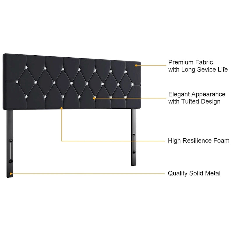 Upholstered Headboard, Diamond Tufted Adjustable Headboard from 39.8 to 49.8, Queen Headboard/ King Headboard
