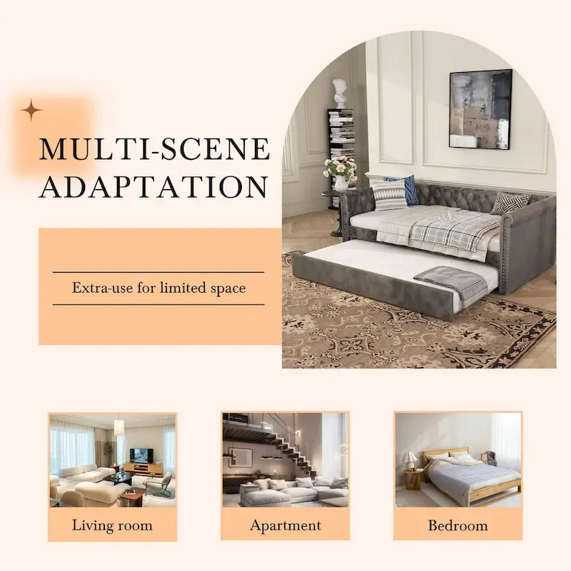 Christopher Knight Home - Augusta Velvet Upholstered Tufted Daybed with Trundle Design