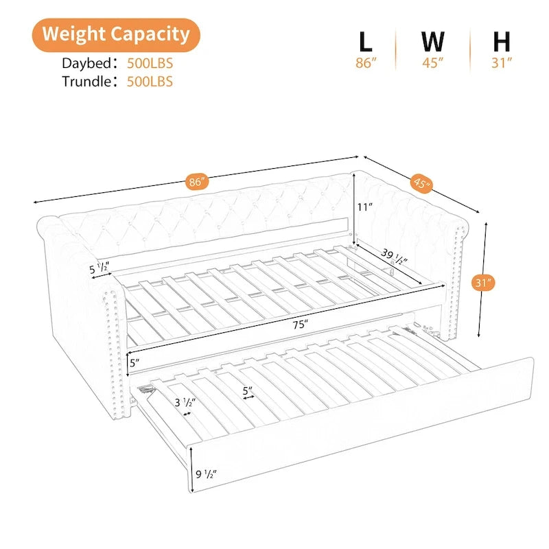 Christopher Knight Home - Augusta Velvet Upholstered Tufted Daybed with Trundle Design