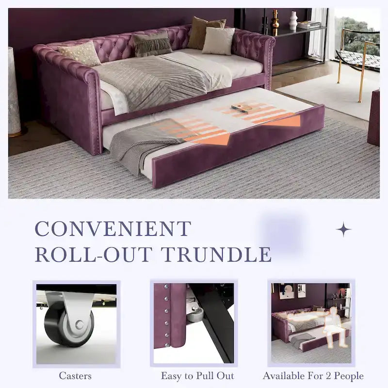 Christopher Knight Home - Augusta Velvet Upholstered Tufted Daybed with Trundle Design