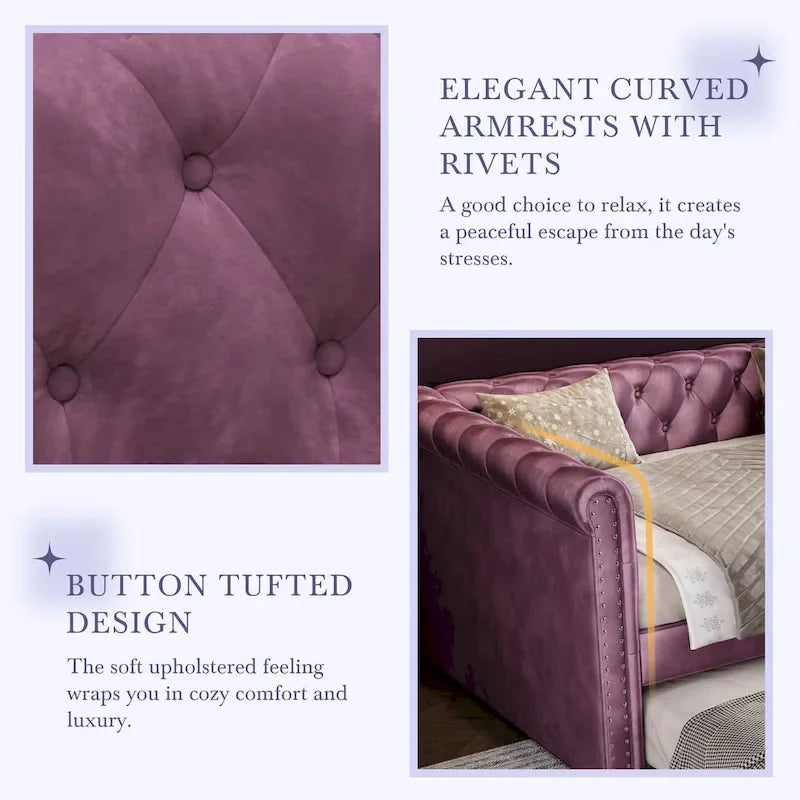 Christopher Knight Home - Augusta Velvet Upholstered Tufted Daybed with Trundle Design