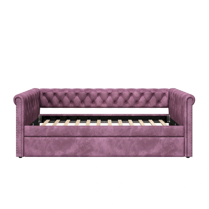 Christopher Knight Home - Augusta Velvet Upholstered Tufted Daybed with Trundle Design