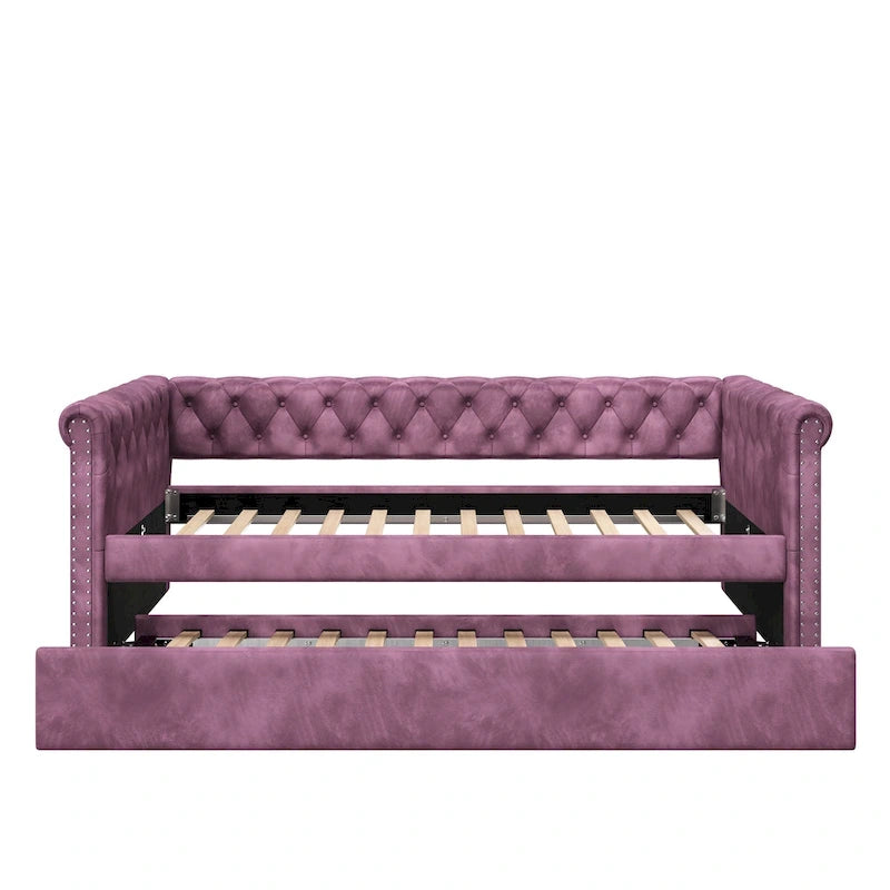 Christopher Knight Home - Augusta Velvet Upholstered Tufted Daybed with Trundle Design