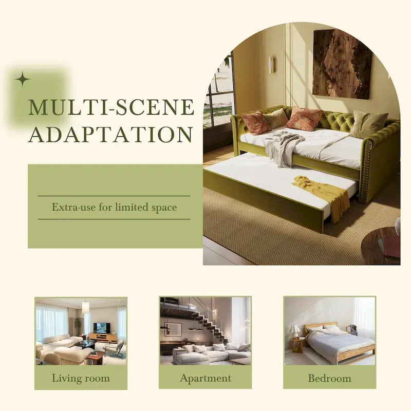 Christopher Knight Home - Augusta Velvet Upholstered Tufted Daybed with Trundle Design