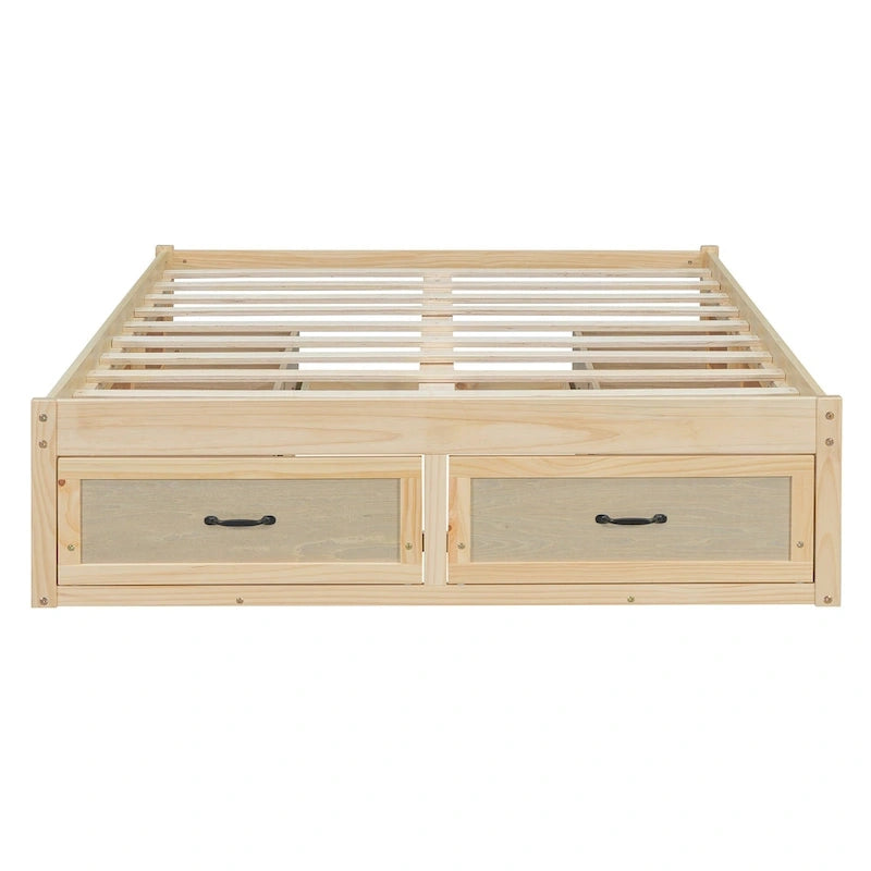 Full Size Platform Bed with 6 Storage Drawers