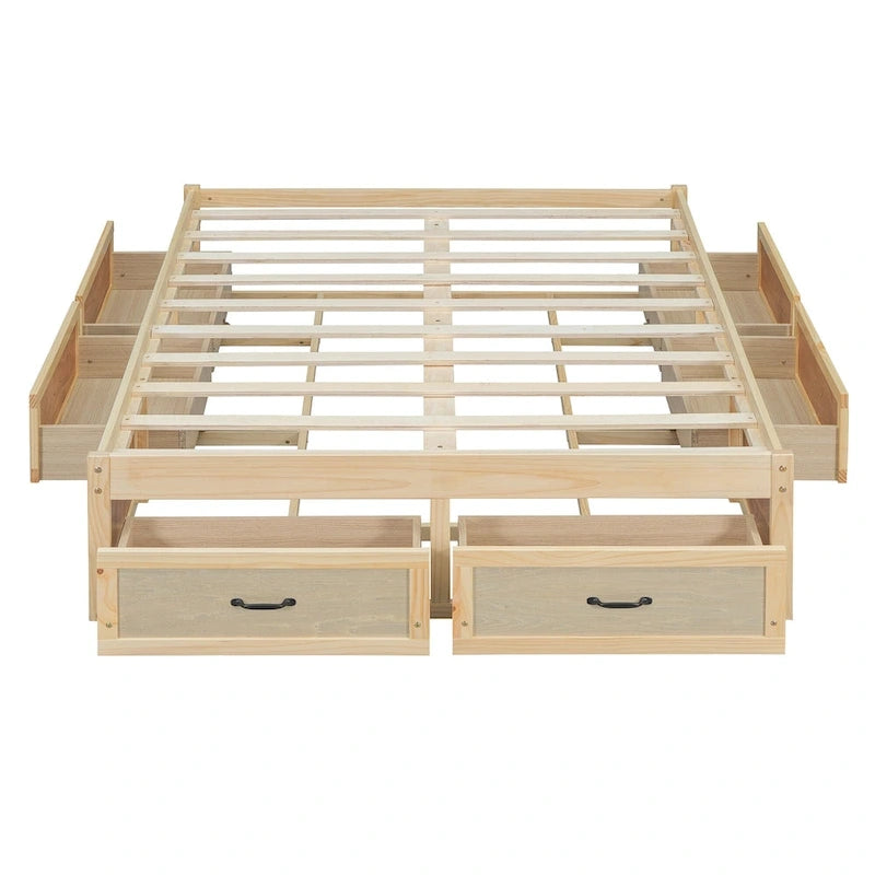 Full Size Platform Bed with 6 Storage Drawers
