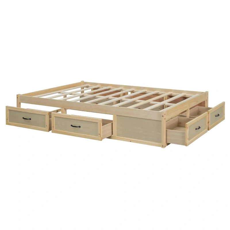 Full Size Platform Bed with 6 Storage Drawers
