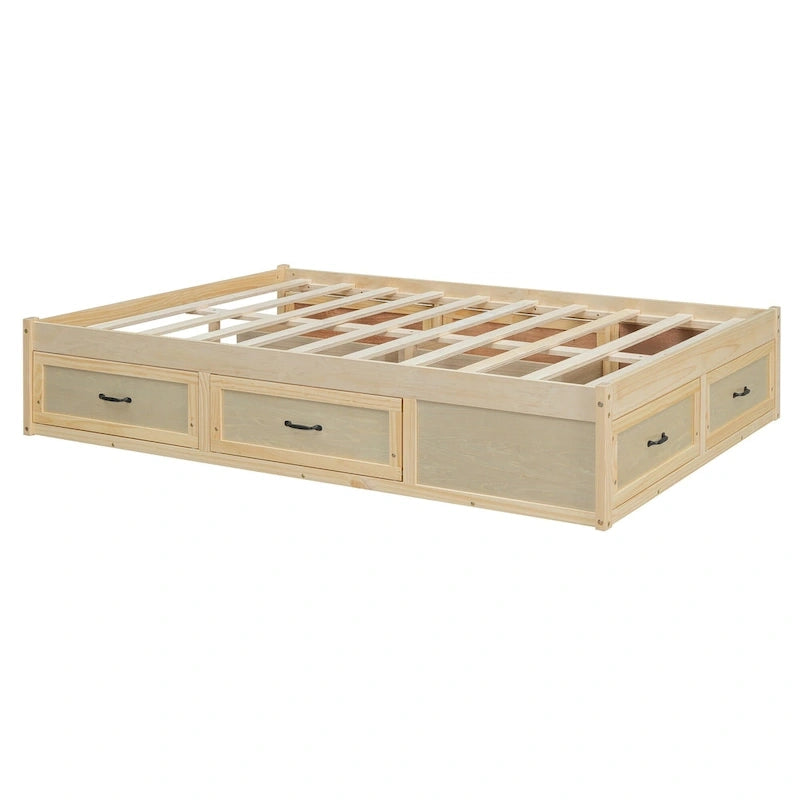 Full Size Platform Bed with 6 Storage Drawers