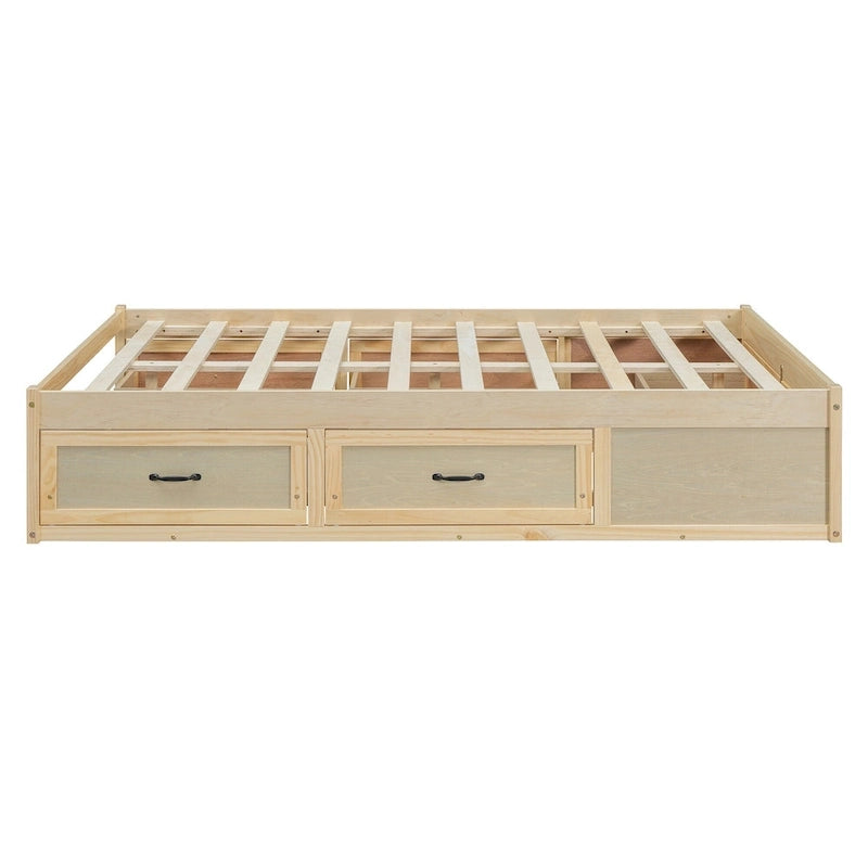 Full Size Platform Bed with 6 Storage Drawers