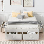 Full Size Platform Bed with 6 Storage Drawers