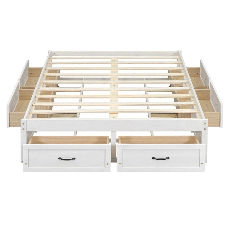 Full Size Platform Bed with 6 Storage Drawers