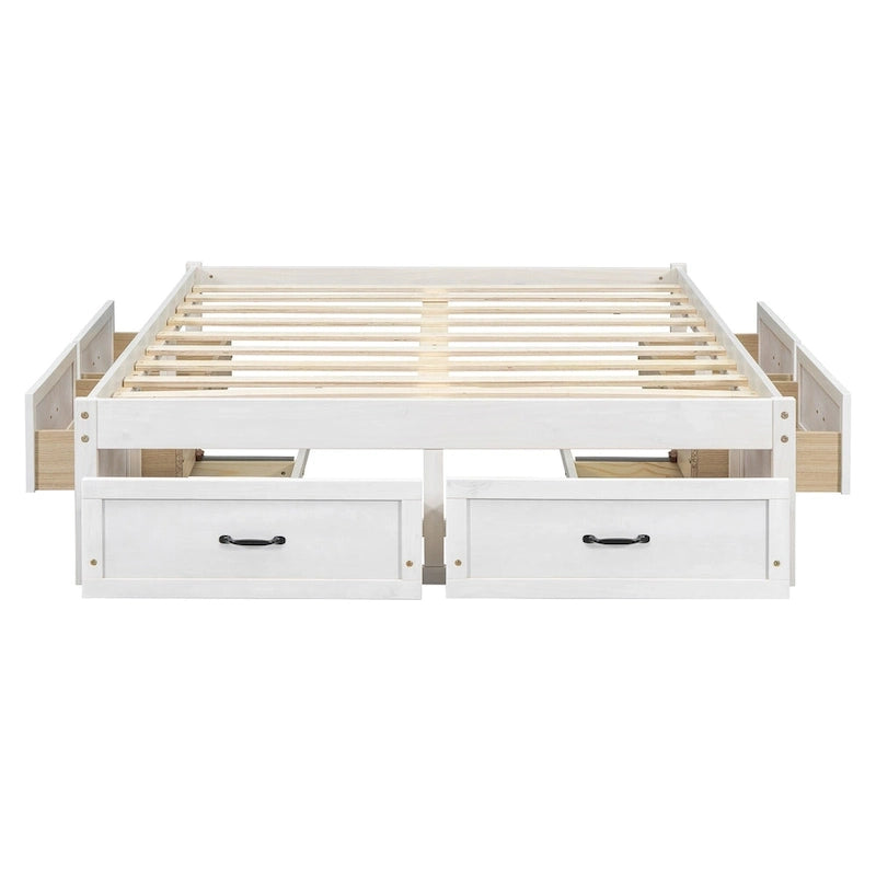 Full Size Platform Bed with 6 Storage Drawers