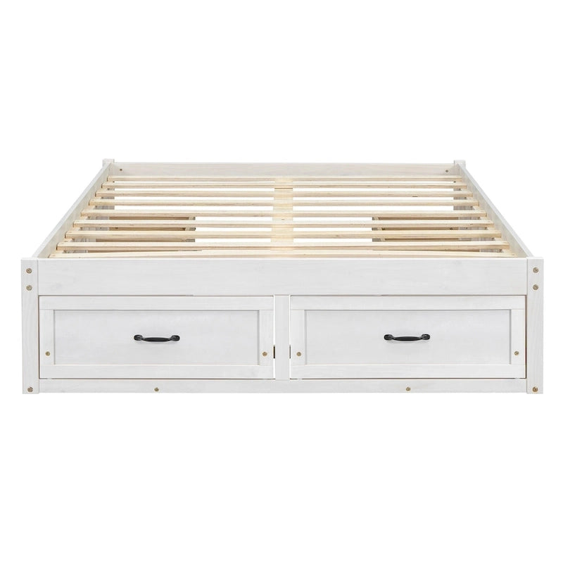Full Size Platform Bed with 6 Storage Drawers