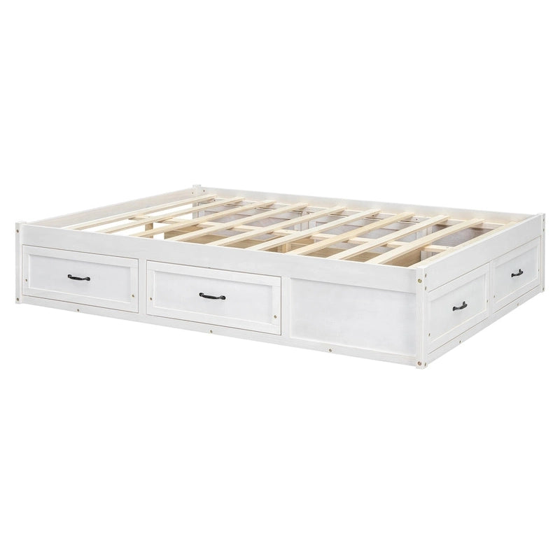 Full Size Platform Bed with 6 Storage Drawers
