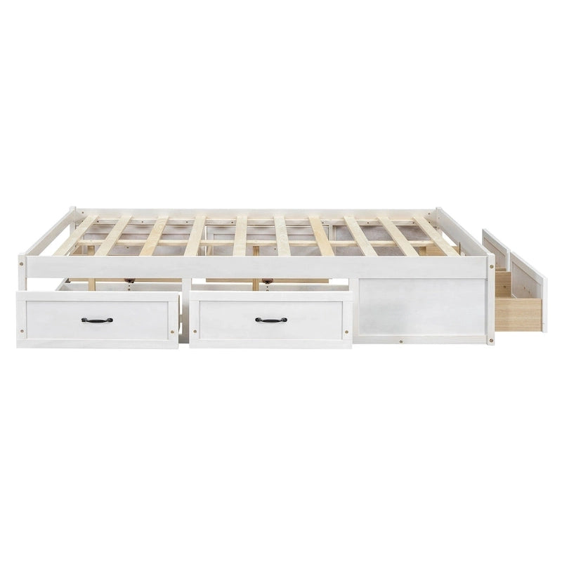 Full Size Platform Bed with 6 Storage Drawers