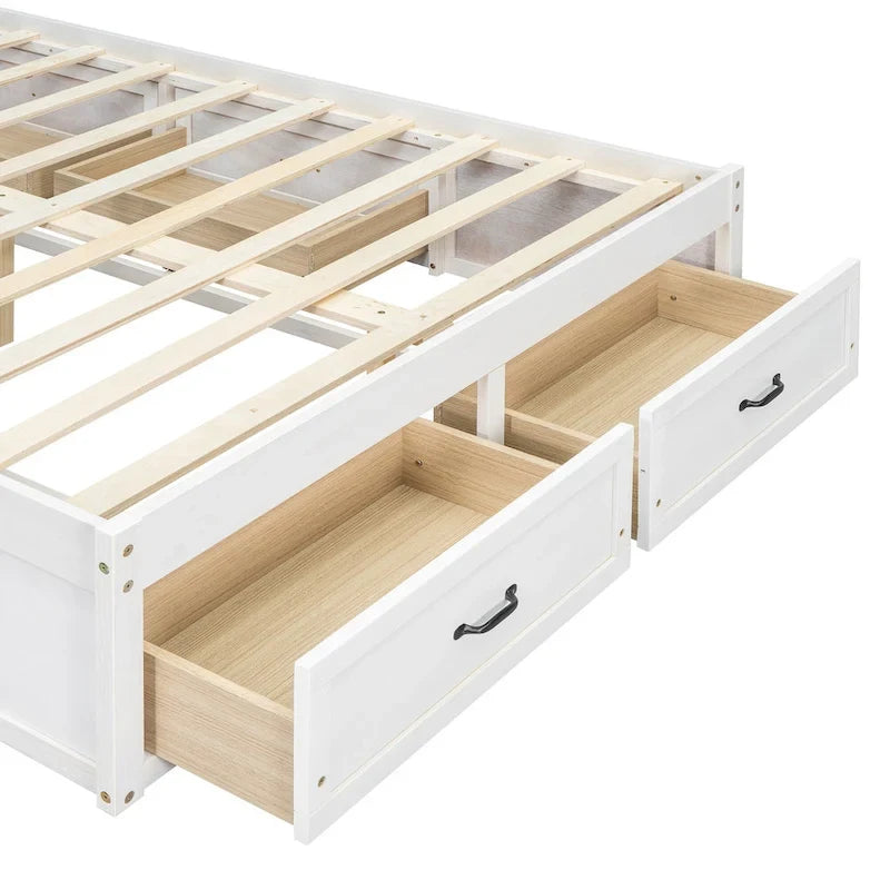 Full Size Platform Bed with 6 Storage Drawers