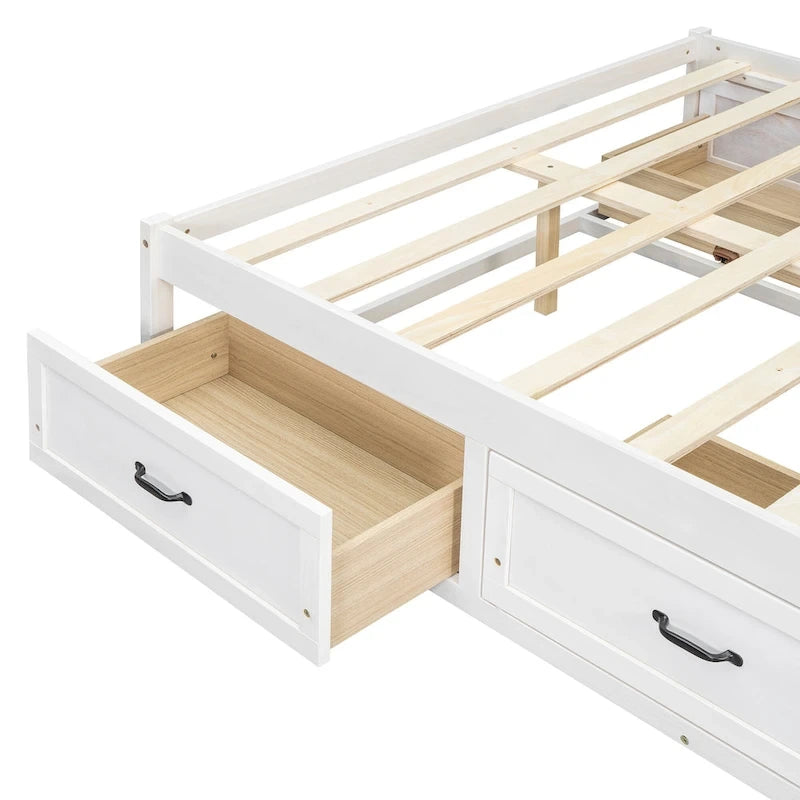 Full Size Platform Bed with 6 Storage Drawers