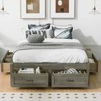 Full Size Platform Bed with 6 Storage Drawers