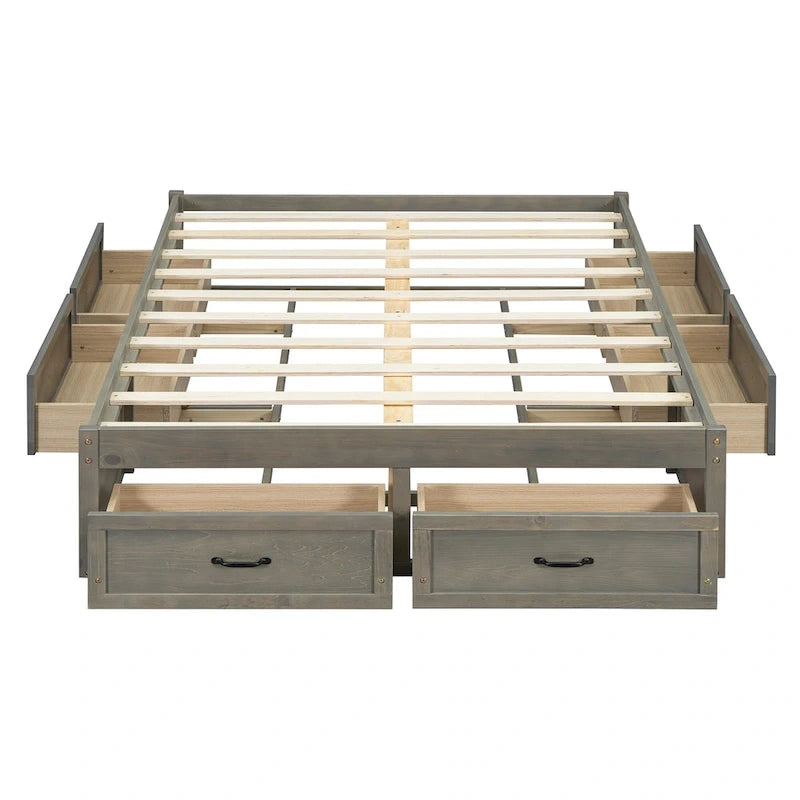 Full Size Platform Bed with 6 Storage Drawers