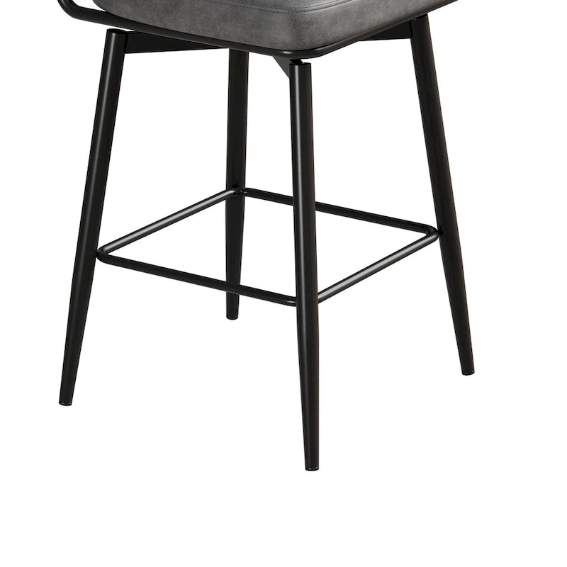 360 Swivel Bar Stools Set of 2 - Leather Upholstered Counter Height Stools with Iron Base for Kitchen Island & Office